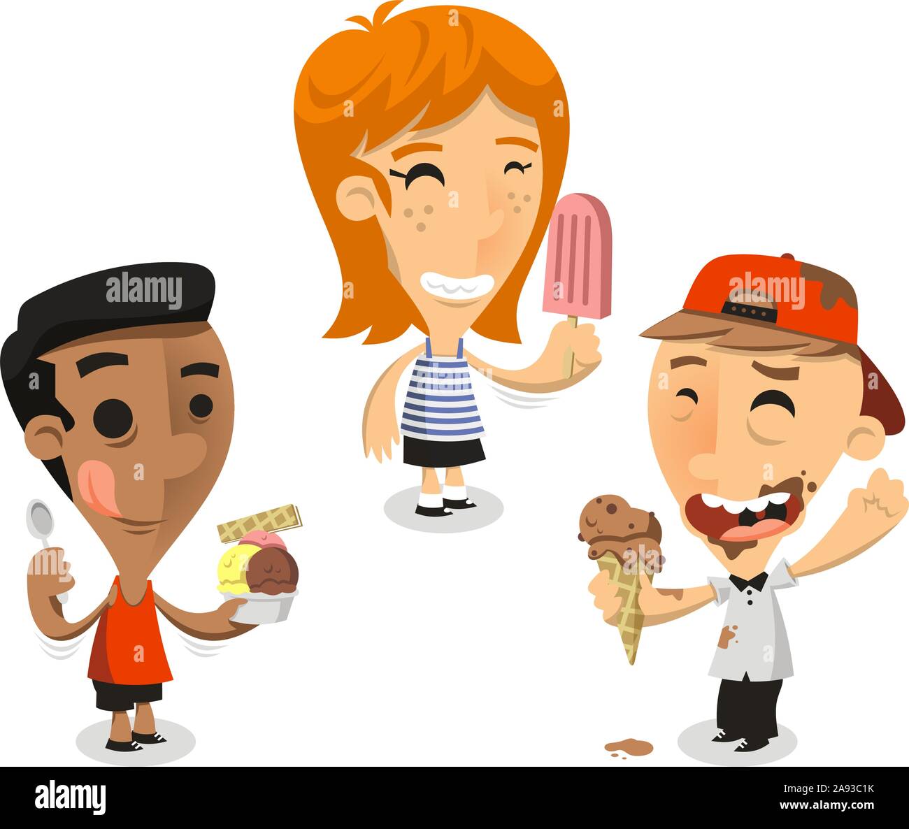 Les enfants de manger des glaces cartoon vector illustration Illustration de Vecteur