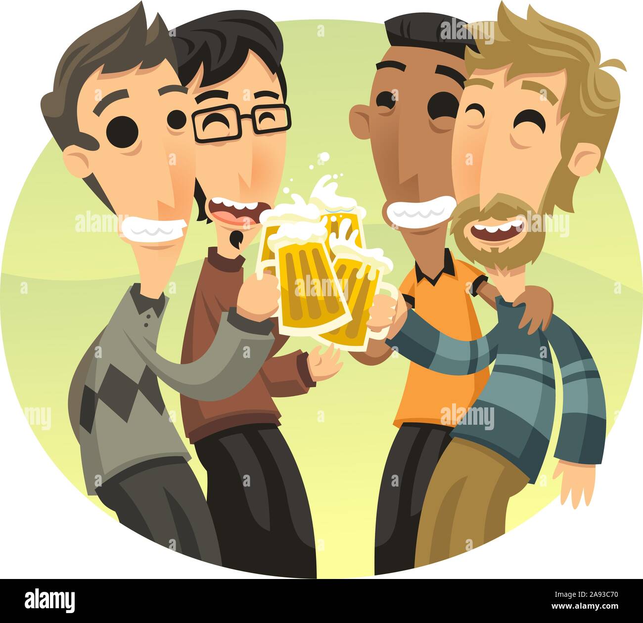 Les Amis à célébrer la fête et boire de la bière, vector illustration cartoon. Illustration de Vecteur