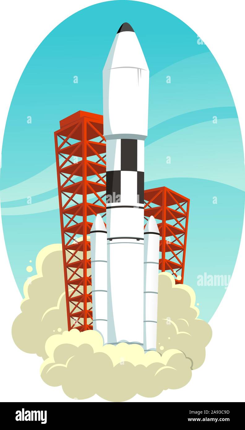 Lancement d'une fusée spatiale vector illustration Illustration de Vecteur