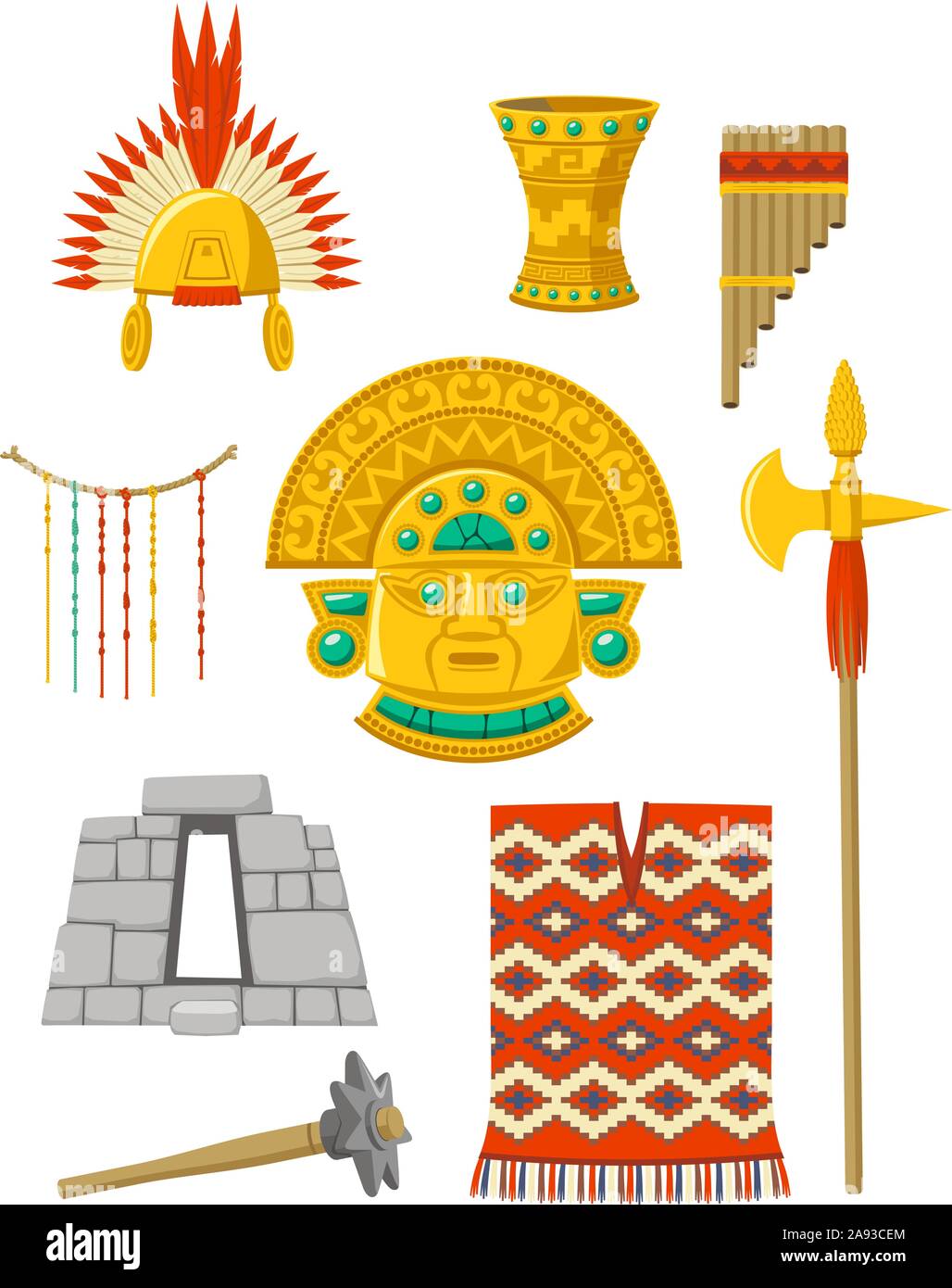 Éléments Incas vecteur cartoon illustrations Illustration de Vecteur