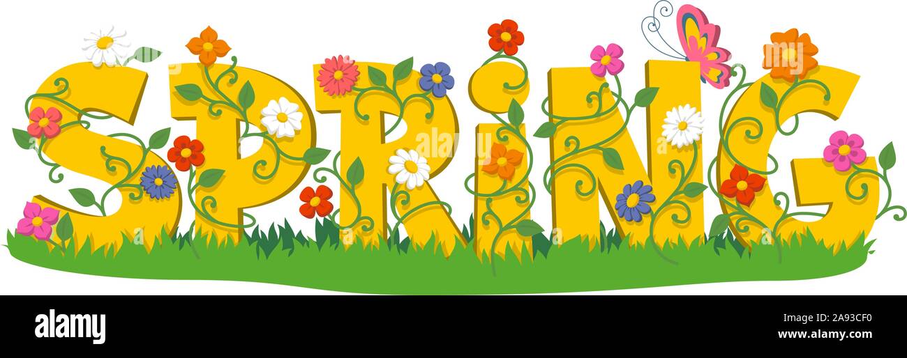 Lettre du printemps et signe de fleurs Illustration de Vecteur