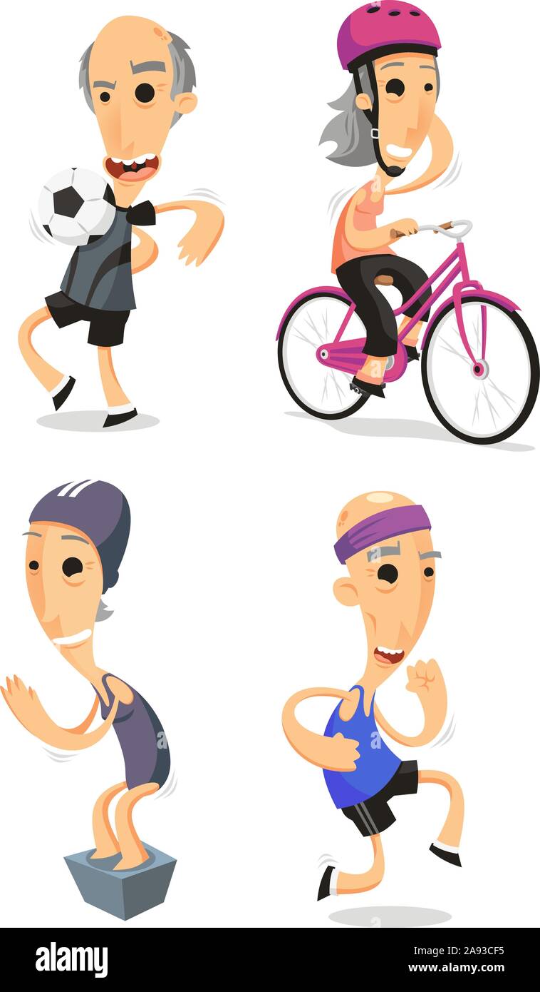 Les retraités faire de l'exercice défini Illustration de Vecteur