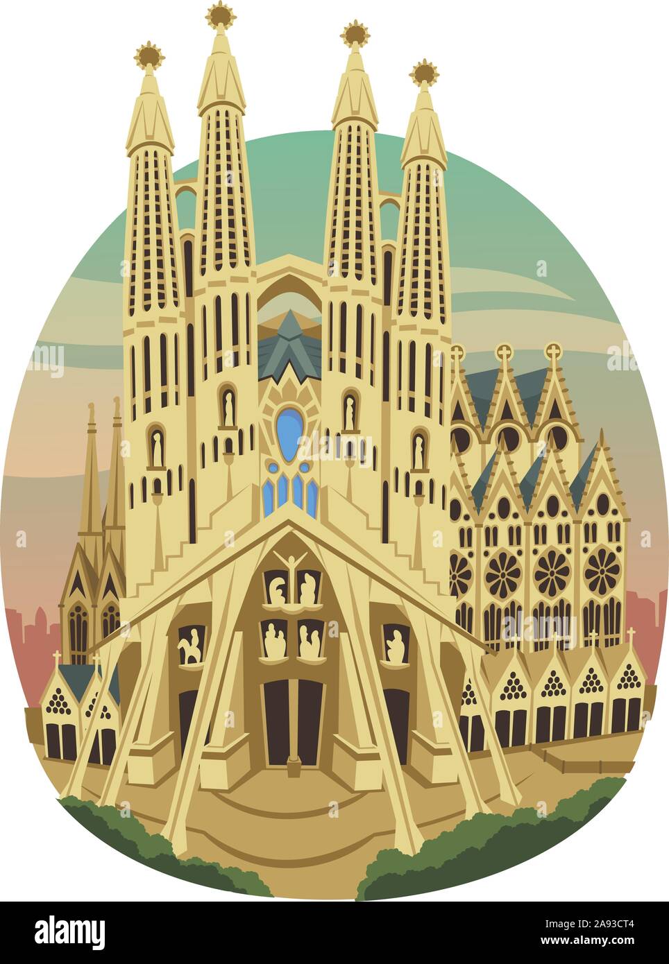 Église sainte famille cartoon illustration Illustration de Vecteur