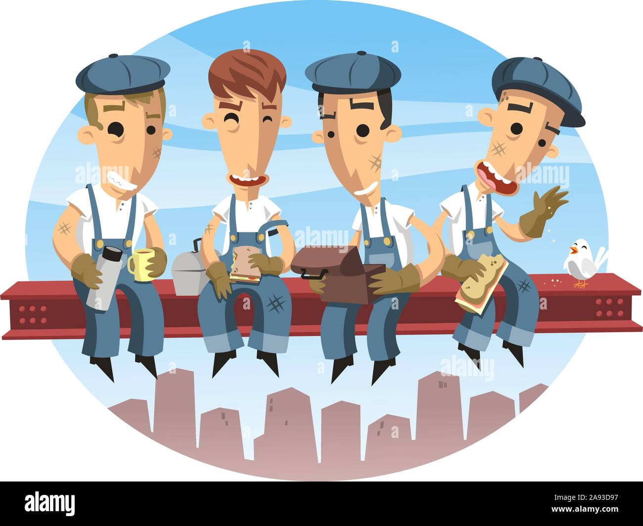 Déjeuner des travailleurs sur un vecteur illustration cartoon crossbeam Illustration de Vecteur