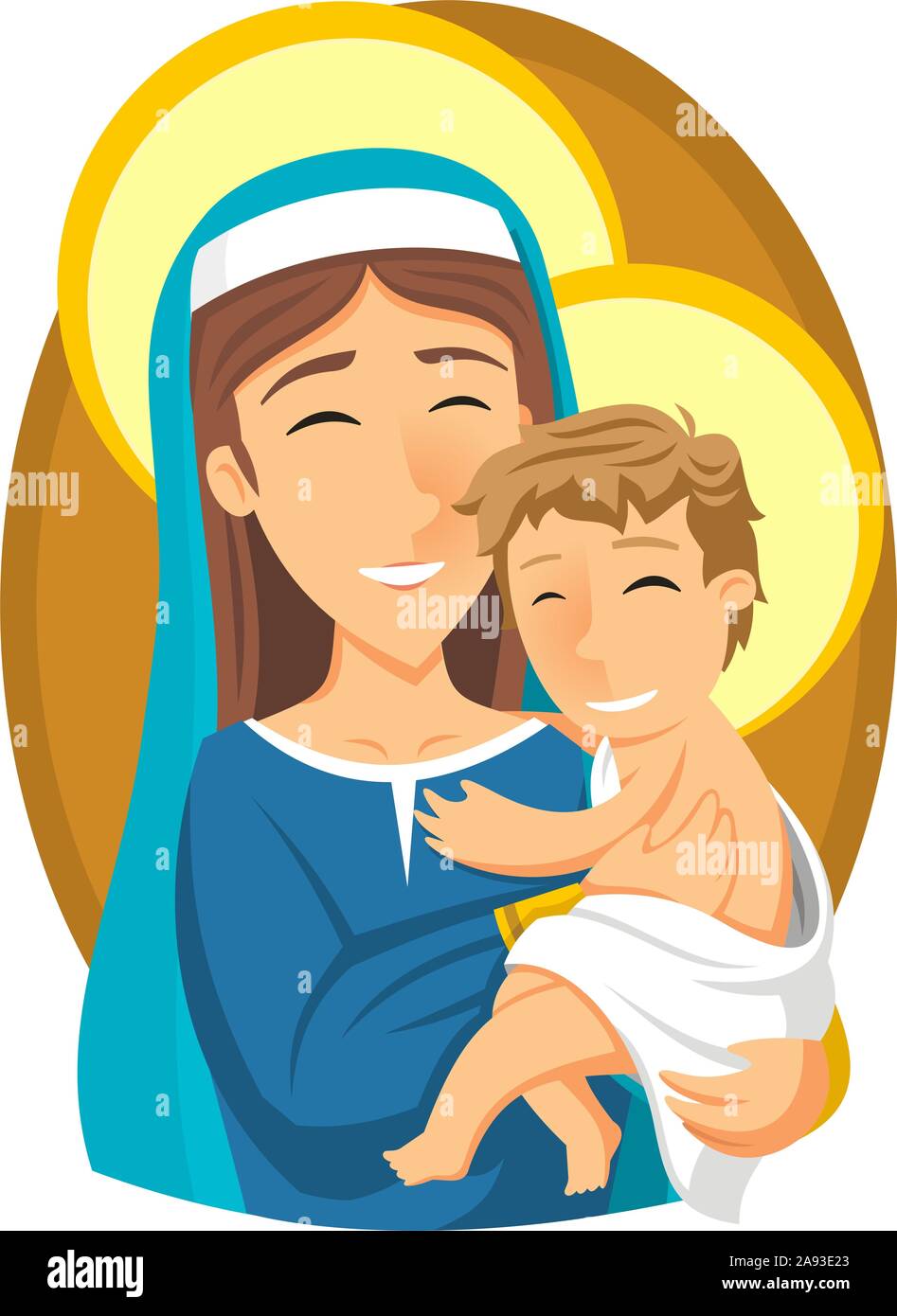Vierge Marie et l'enfant Jésus cartoon illustration Illustration de Vecteur