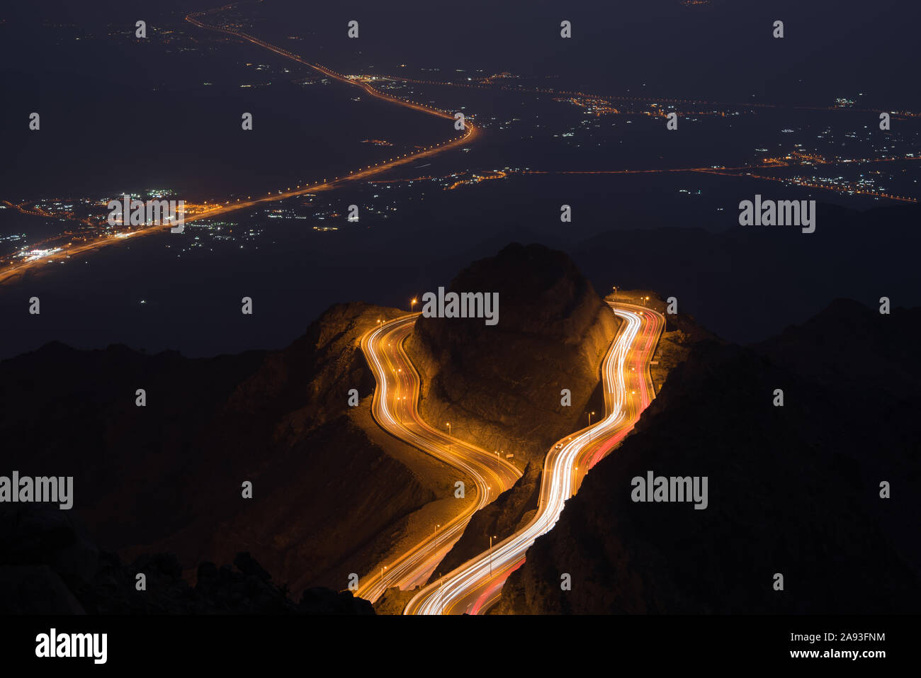 Al Hada Taif Road Vue de nuit Banque D'Images