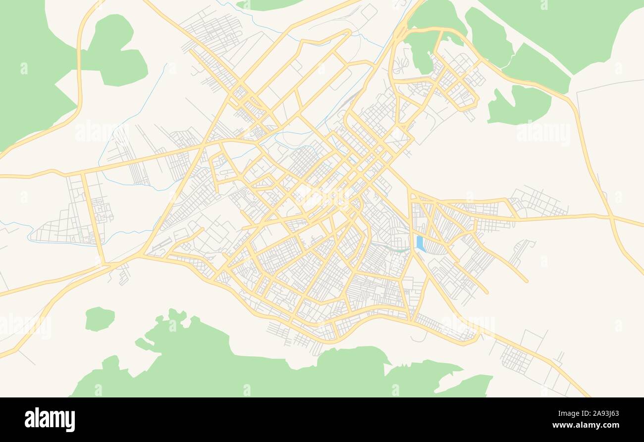 Version imprimable Plan de Batna, Algérie. Modèle de carte pour un usage en entreprise. Illustration de Vecteur