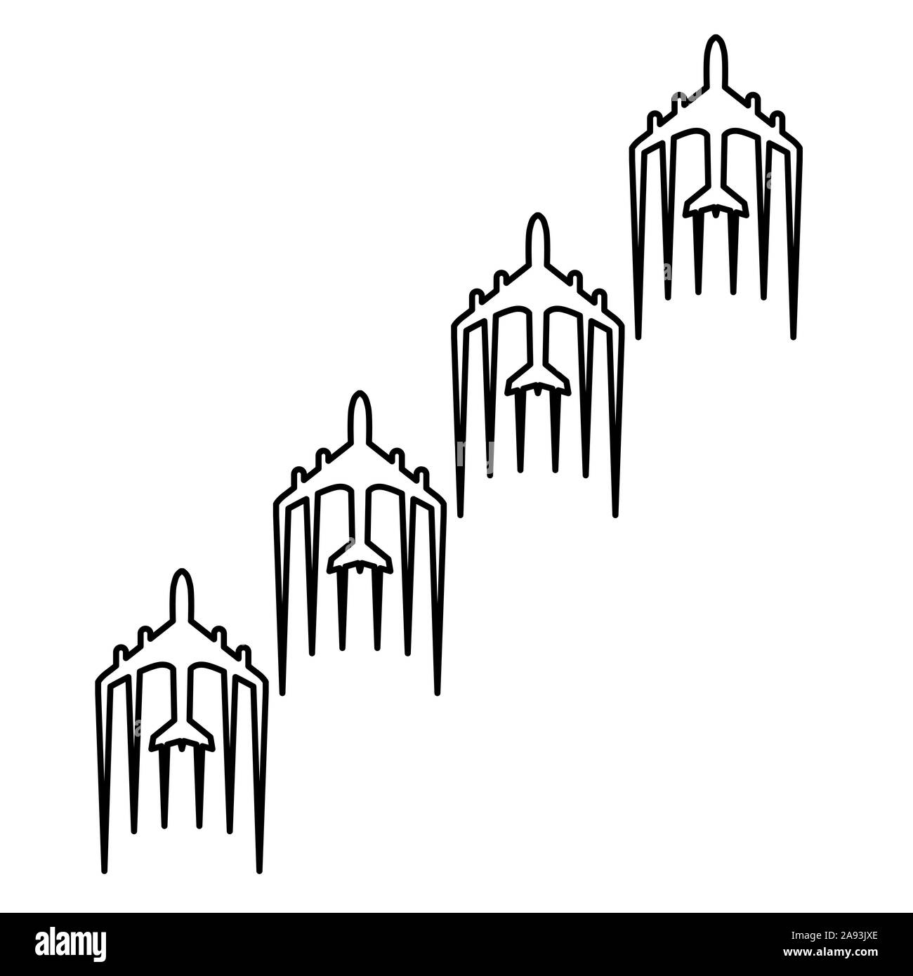 Avion de transport à réaction volant avion icône illustration. Banque D'Images