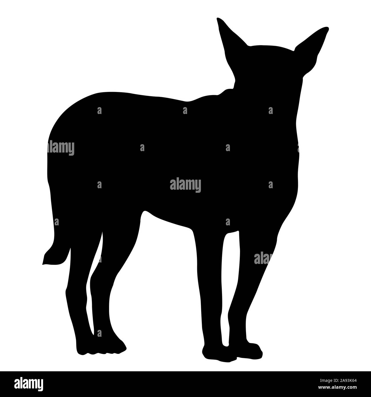 Chien Labrador silhouette sur un fond blanc. Banque D'Images