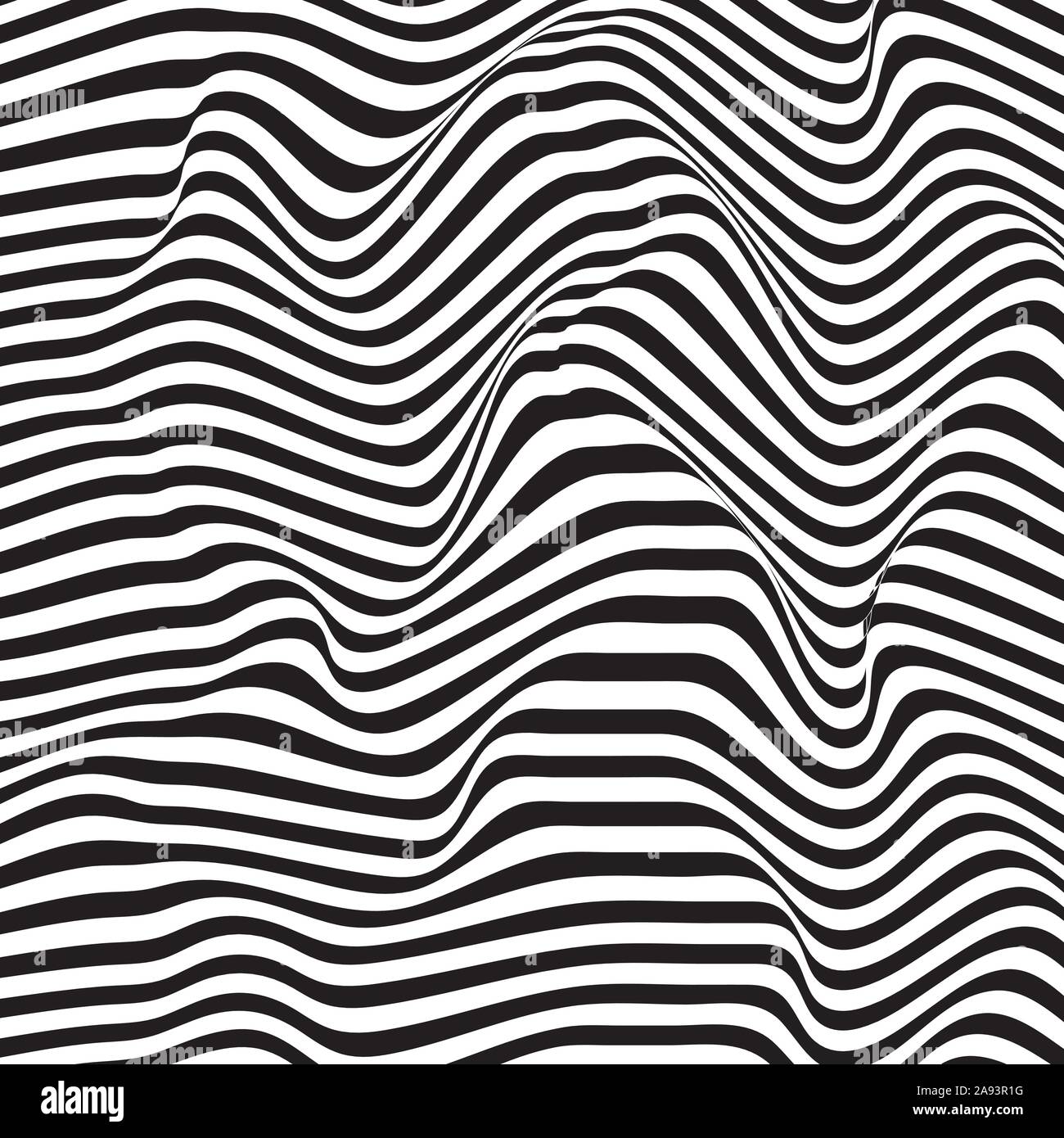 Illusion d'optique de la courbe. Les lignes en noir et blanc. Illustration de Vecteur
