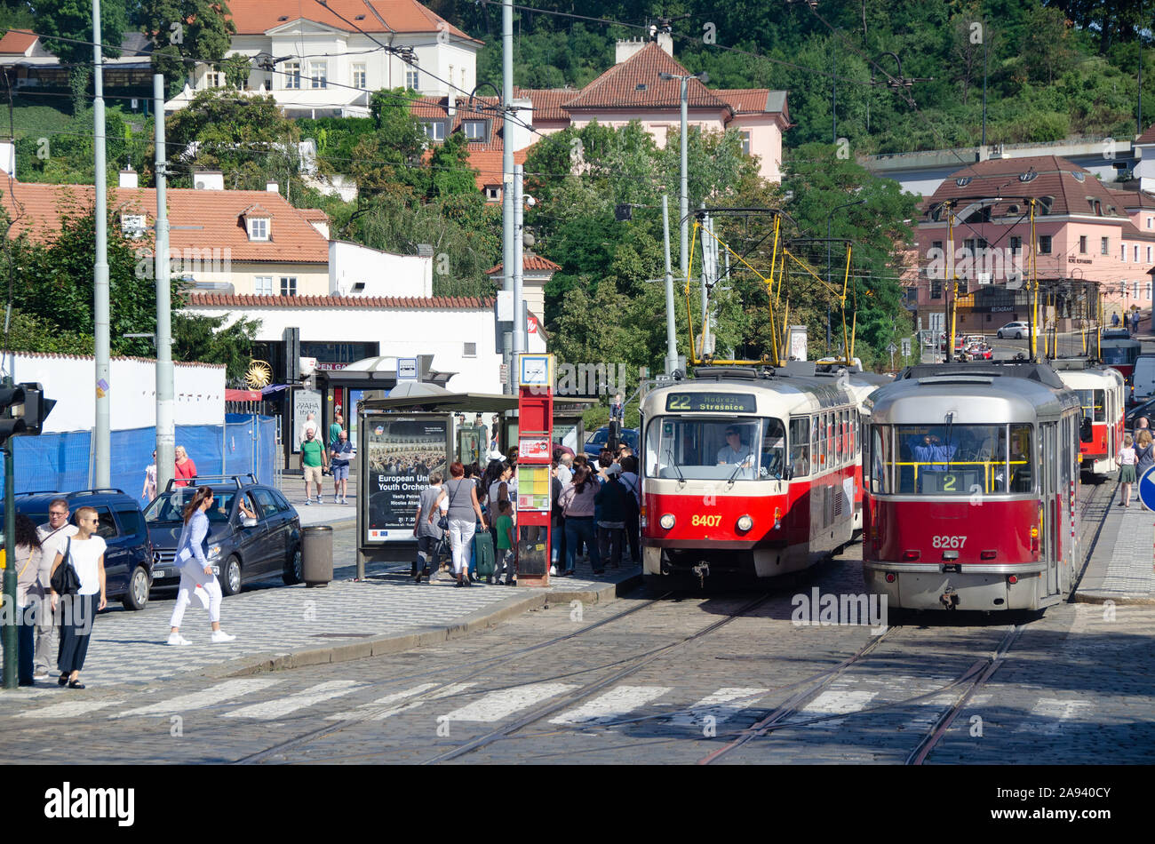 Les réseaux de transports publics urbains et des systèmes en République tchèque offrent un cadre confortable et fiable et le transport de surface. Banque D'Images