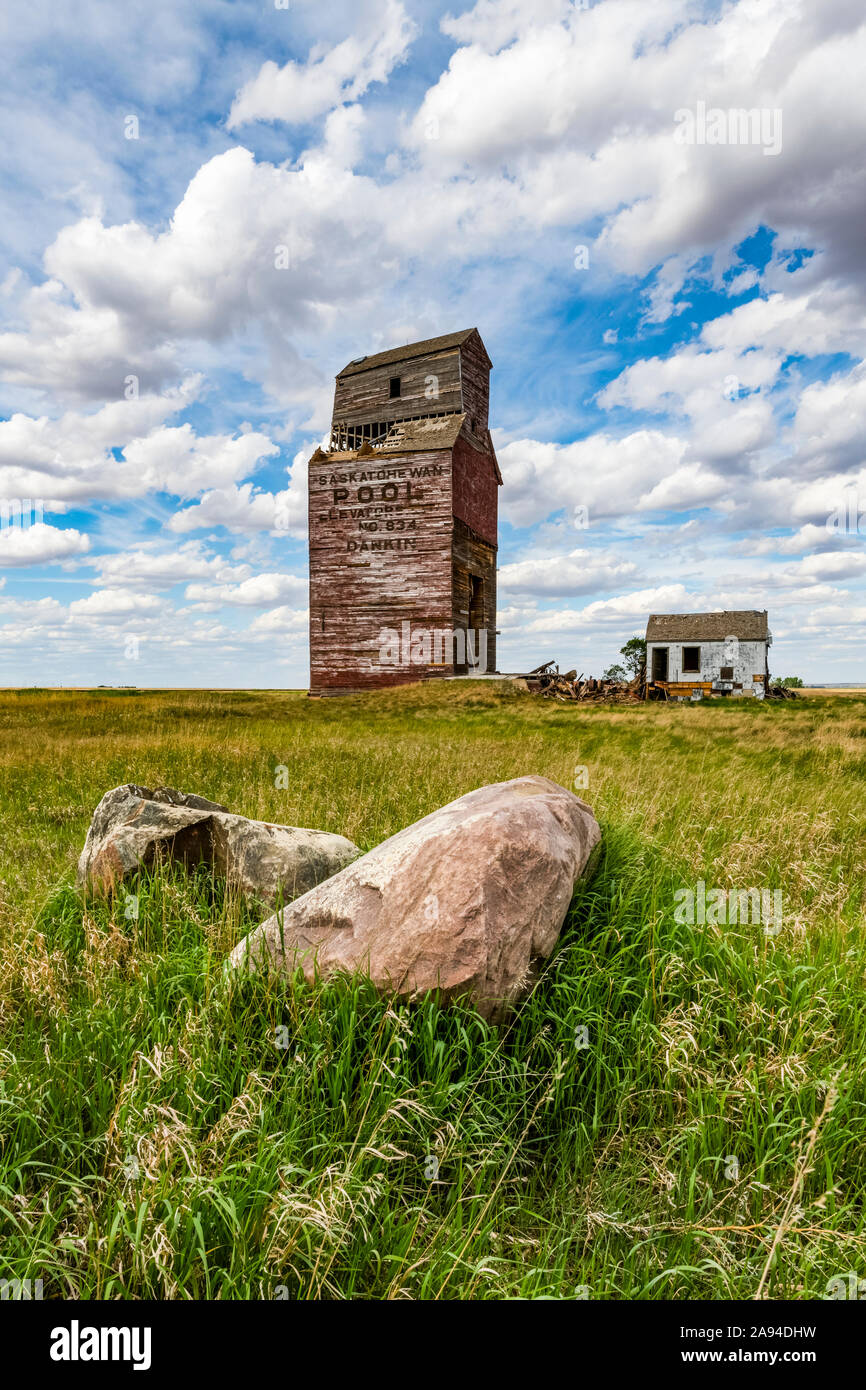 Silo à grains abandonné; Dankin, Saskatchewan, Canada Banque D'Images