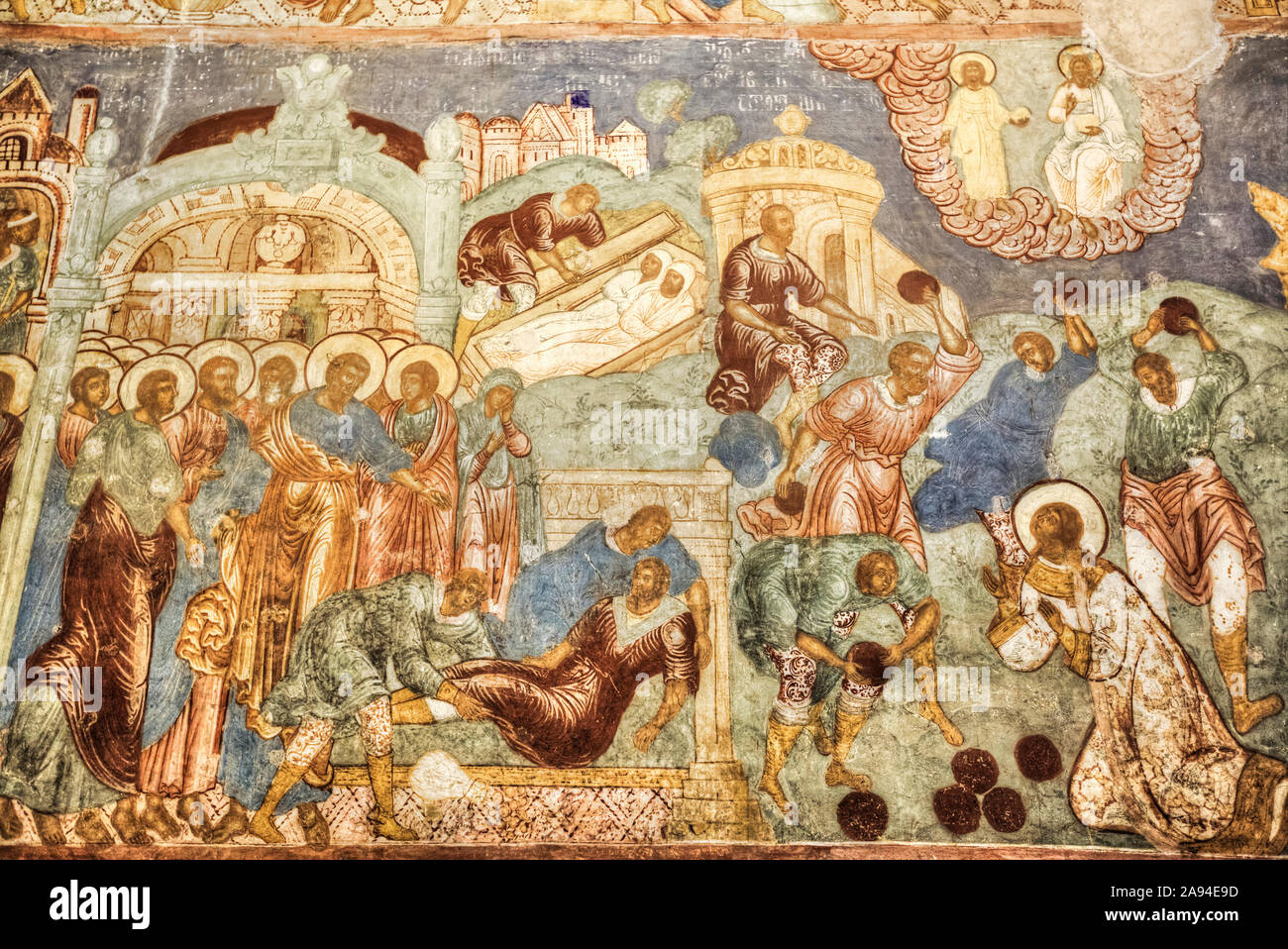 Fresque, Cathédrale de Transfiguration, Monastère de St Euthymius ; Suzdal, Vladimir Oblast, Russie Banque D'Images