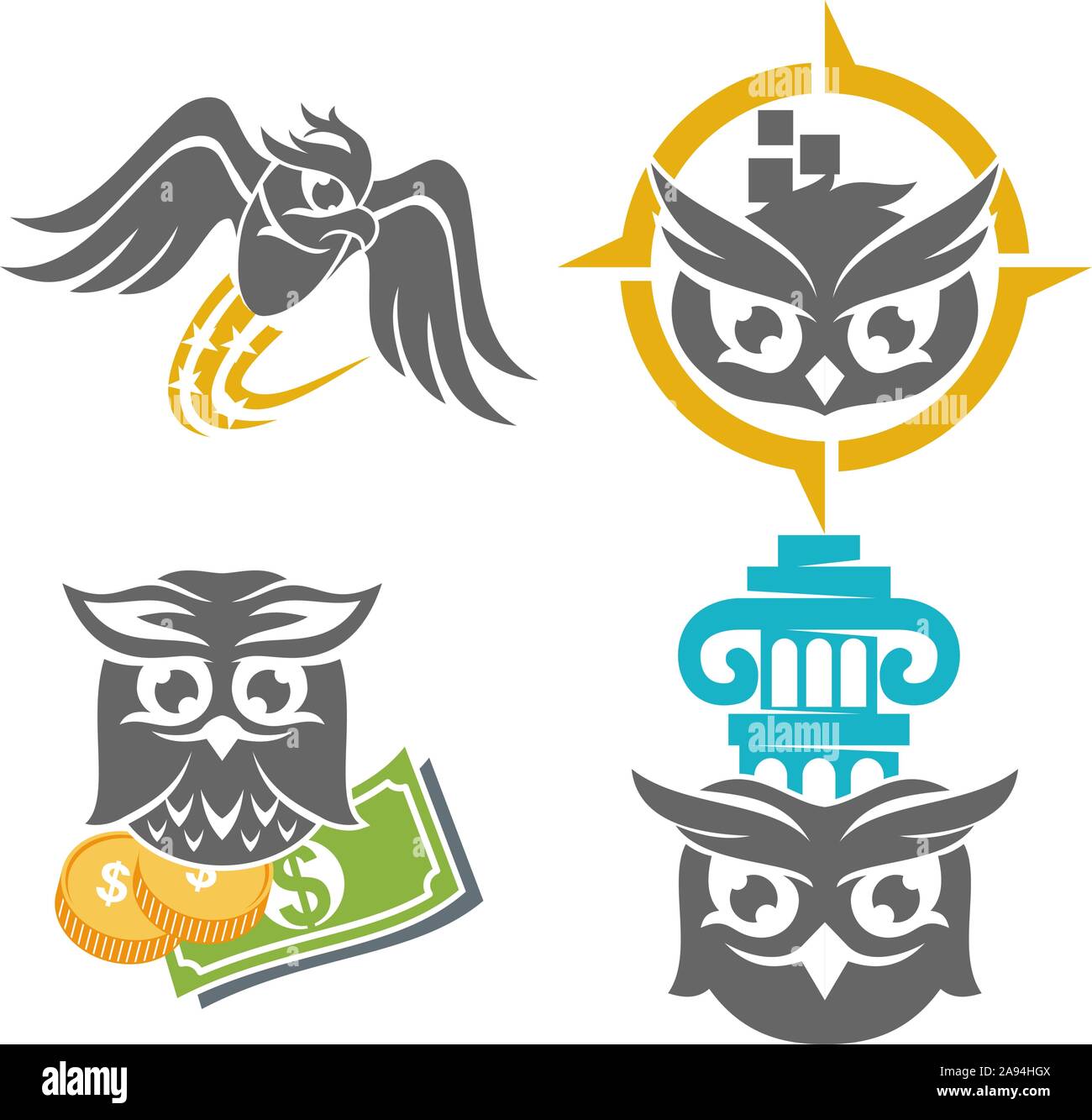 Conception de Logo chouette Modèle Vector Set Illustration de Vecteur