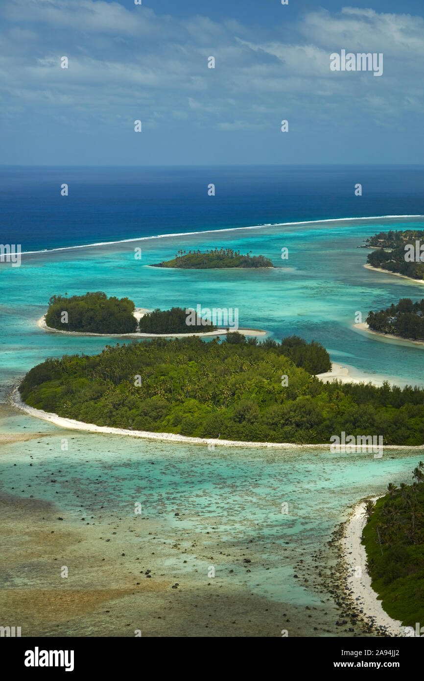 Îles de Muri Lagoon, Rarotonga, îles Cook, Pacifique Sud - vue aérienne Banque D'Images