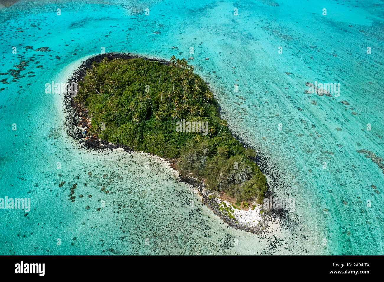 Taakoka Island, Muri Lagoon, Rarotonga, îles Cook, Pacifique Sud - Antenne de drone Banque D'Images