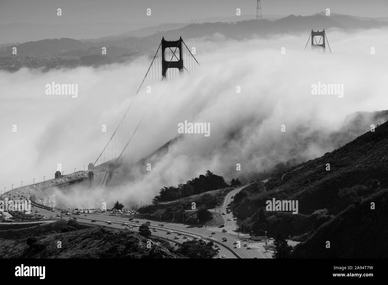 Le célèbre pont suspendu - Golden Gate Bridge à San Francisco en France Banque D'Images