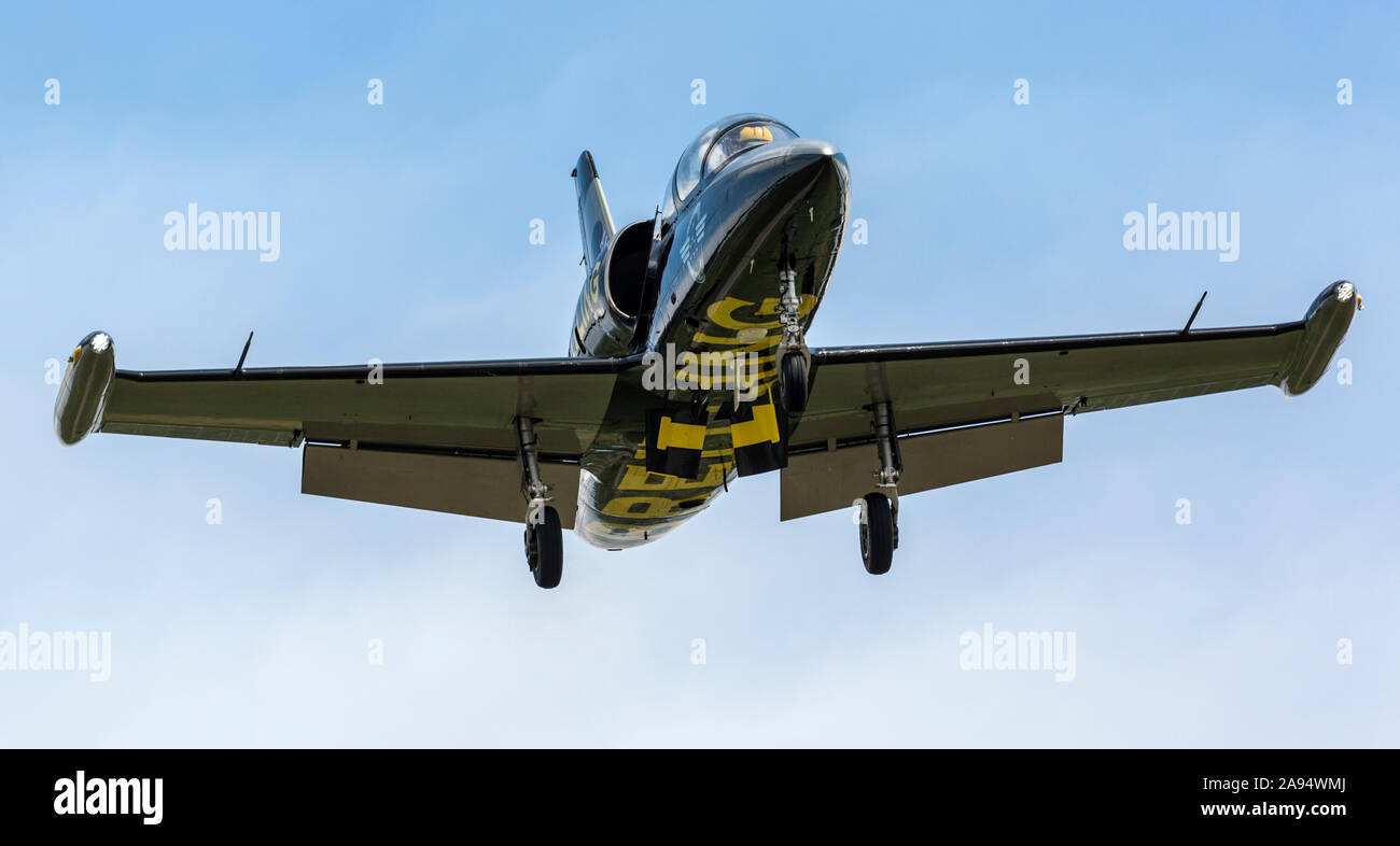 Le Breitling Jet Team à l'exécution 2016 Thunder over Michigan Airshow dans leur formation de l-39 Albatros. Banque D'Images