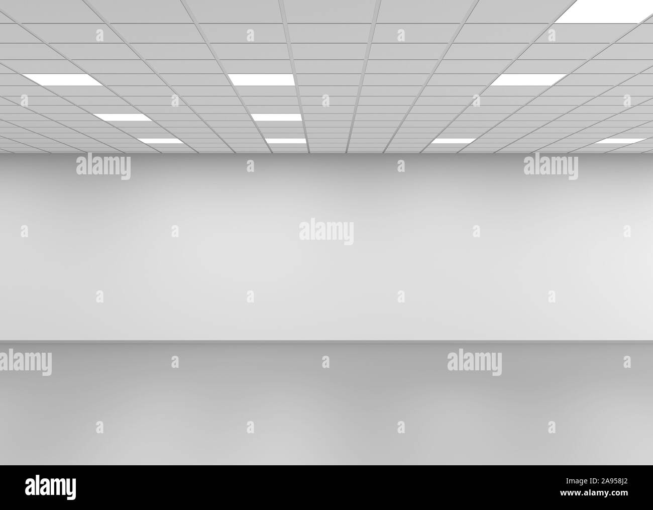 Résumé de l'espace vide de l'intérieur bureau ouvert en arrière-plan, Vue de face, rendu 3d illustration Banque D'Images