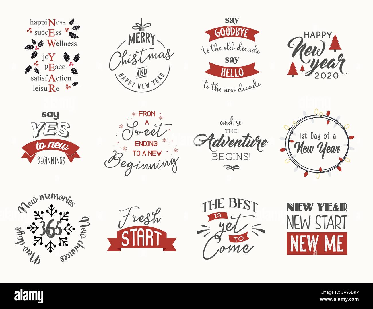 Nouveau message d'insparation année de phrases. Carte postale de calligraphie ou affiche l'élément de conception graphique. lettrage Illustration de Vecteur