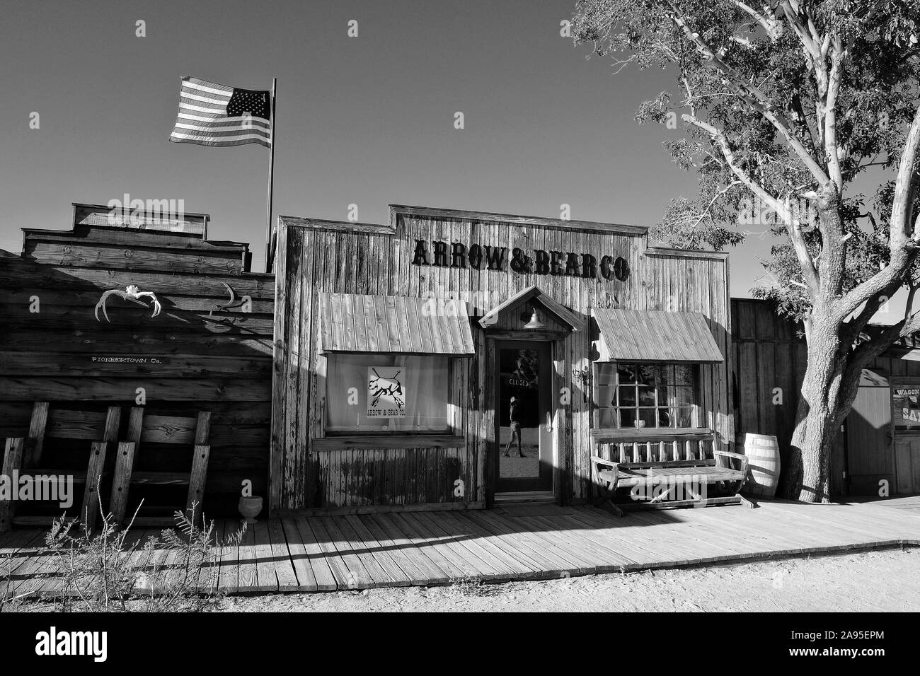 Dans GebŠude gemeindefreien der Alte Siedlung Pioneertown, nšrdlich Filmkulisse von Yucca Valley, fŸr viele Western Movies, Kalifornien, USA Banque D'Images