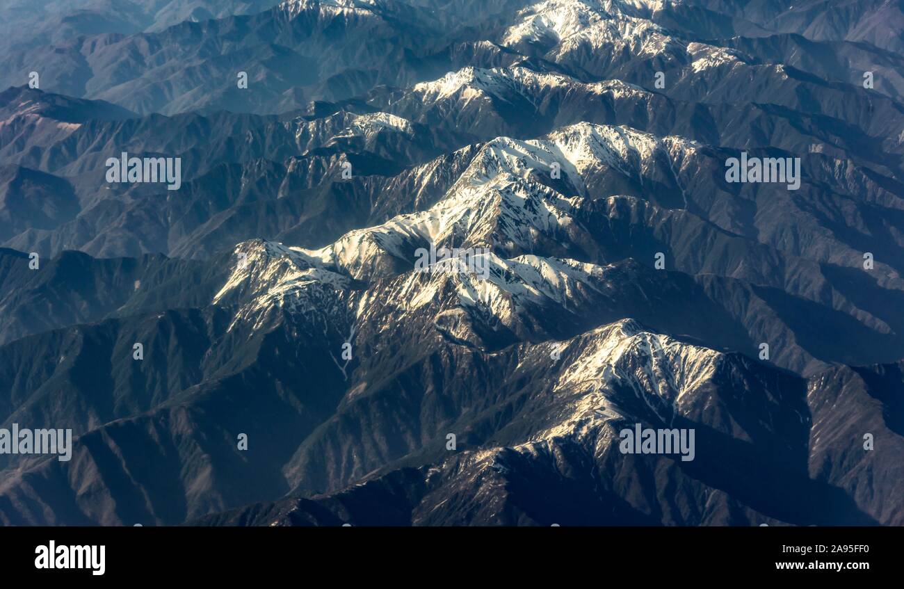 Vue aérienne, Alpes japonaises d'en haut, les montagnes, le Japon Banque D'Images