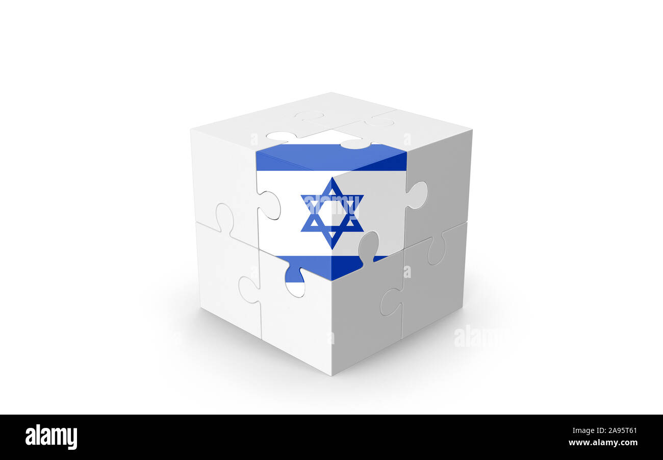 Drapeau argentin sur cube 3D Puzzle isolé contre l'arrière-plan blanc. Image 3D réaliste avec beaucoup d'espace pour votre copie du design les besoins des cultures. Banque D'Images