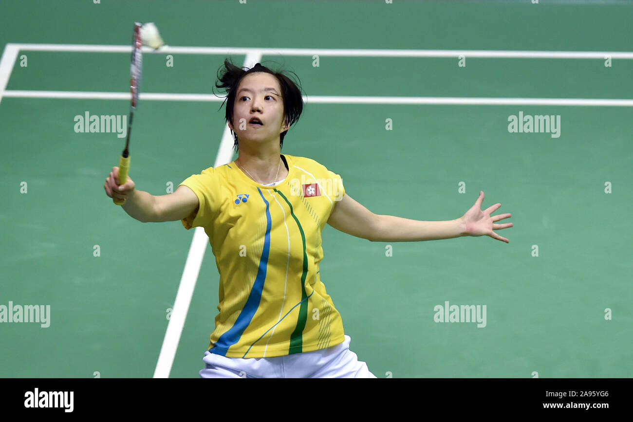 Hong Kong, Chine. 13 Nov, 2019. Cheung Ngan Yi de Hong Kong de la concurrence de la Chine au cours de la simple dames 1er tour match contre Okuhara Nozomi du Japon à la BWF Hong Kong Open 2019 tournoi de badminton à Hong Kong, Chine, le 13 novembre 2019. Credit : Lo Fai Ping/Xinhua/Alamy Live News Banque D'Images