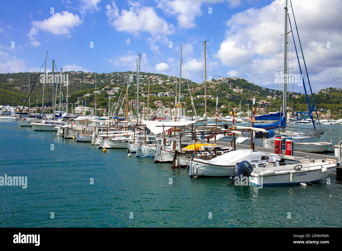 Bateaux dans le port de Port d''Andtratx, Andratx, Mallorca, Baleares, Espagne Banque D'Images