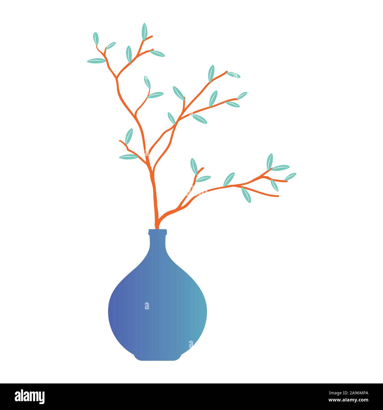 Plante en pot coloré violet isolé sur fond blanc, la composition. -Vector Illustration Illustration de Vecteur