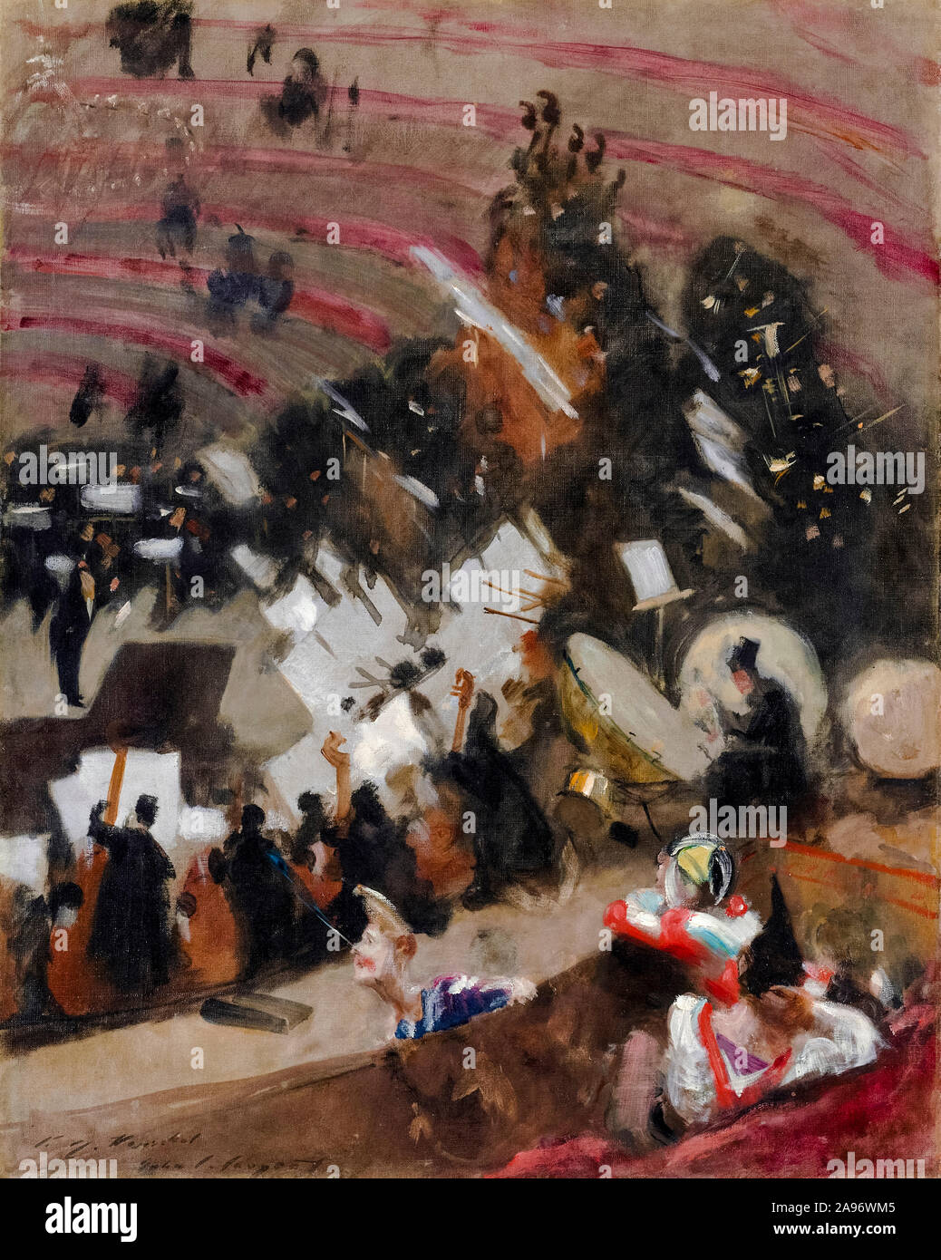 John Singer Sargent, répétition de l'Orchestre Pasdeloup au Cirque d'hiver, peinture, vers 1879 Banque D'Images