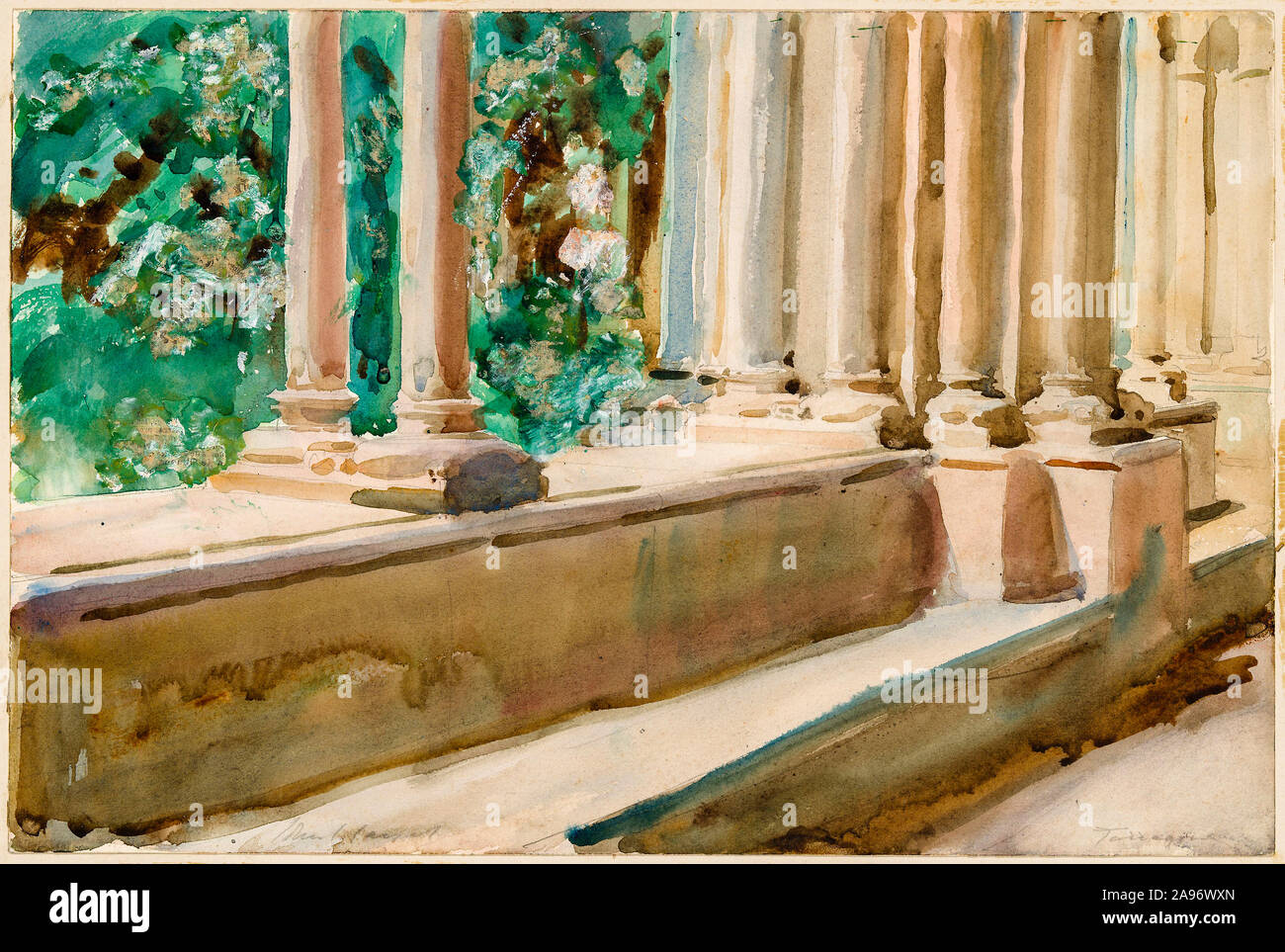 John Singer Sargent, Tarragone Terrasse et jardin, peinture, vers 1908 Banque D'Images