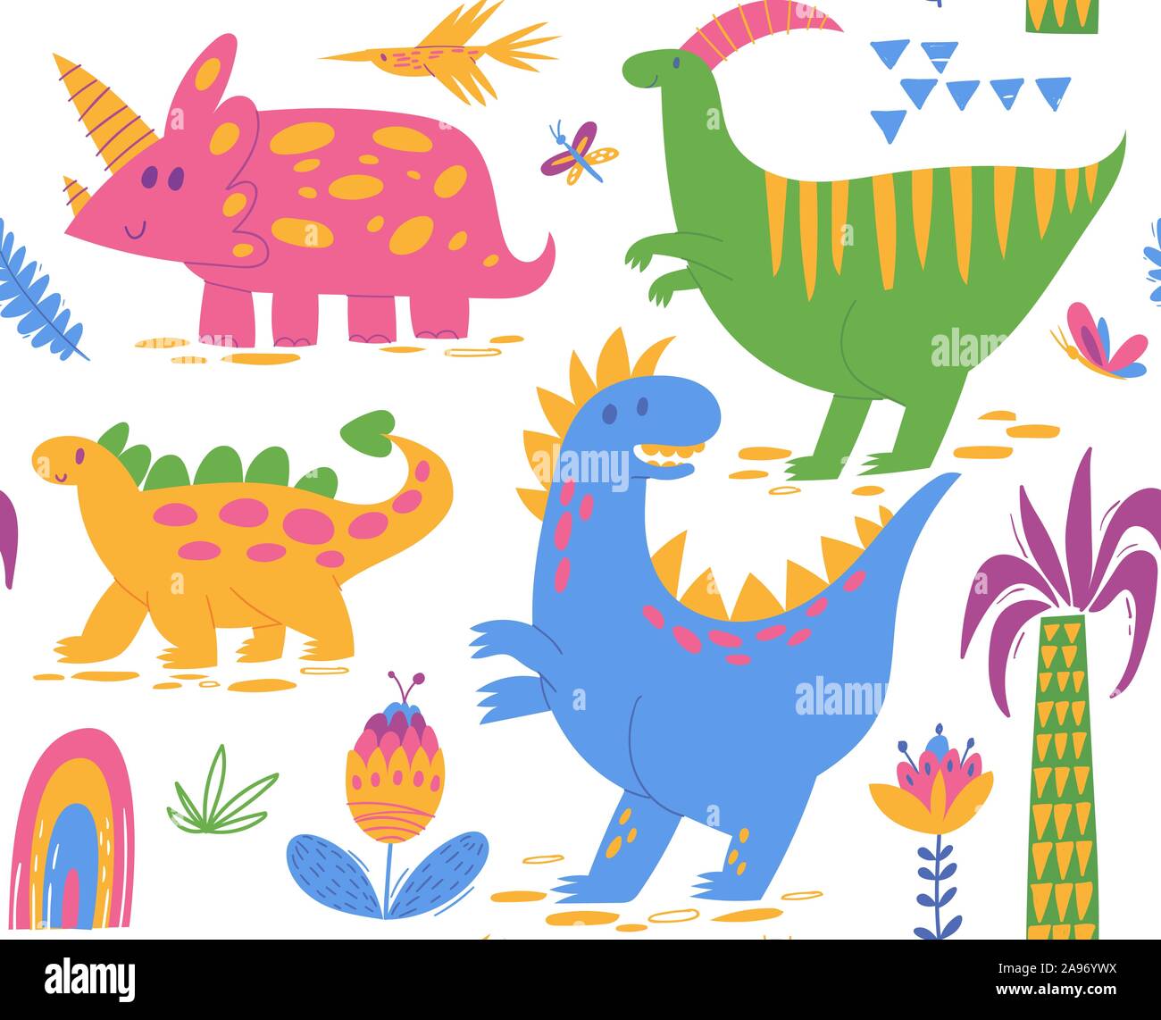 Transparente avec motif vecteur cute cartoon dinosaures Illustration de Vecteur