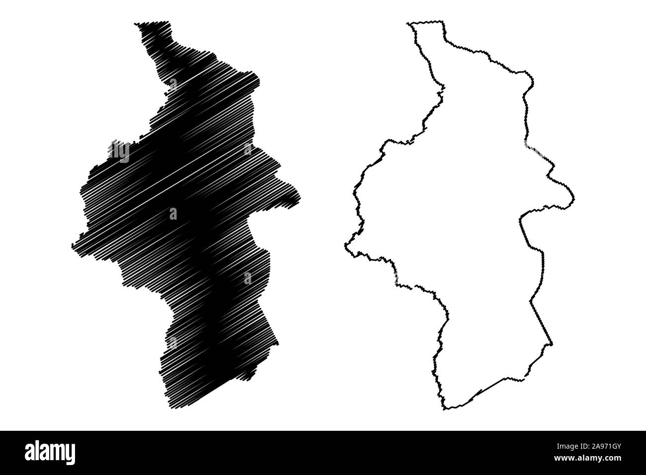 Cuvette-Ouest Ministère (les ministères de la République du Congo, le Congo-Brazzaville, la République du Congo,RotC) map vector illustration gribouillage, croquis C Illustration de Vecteur