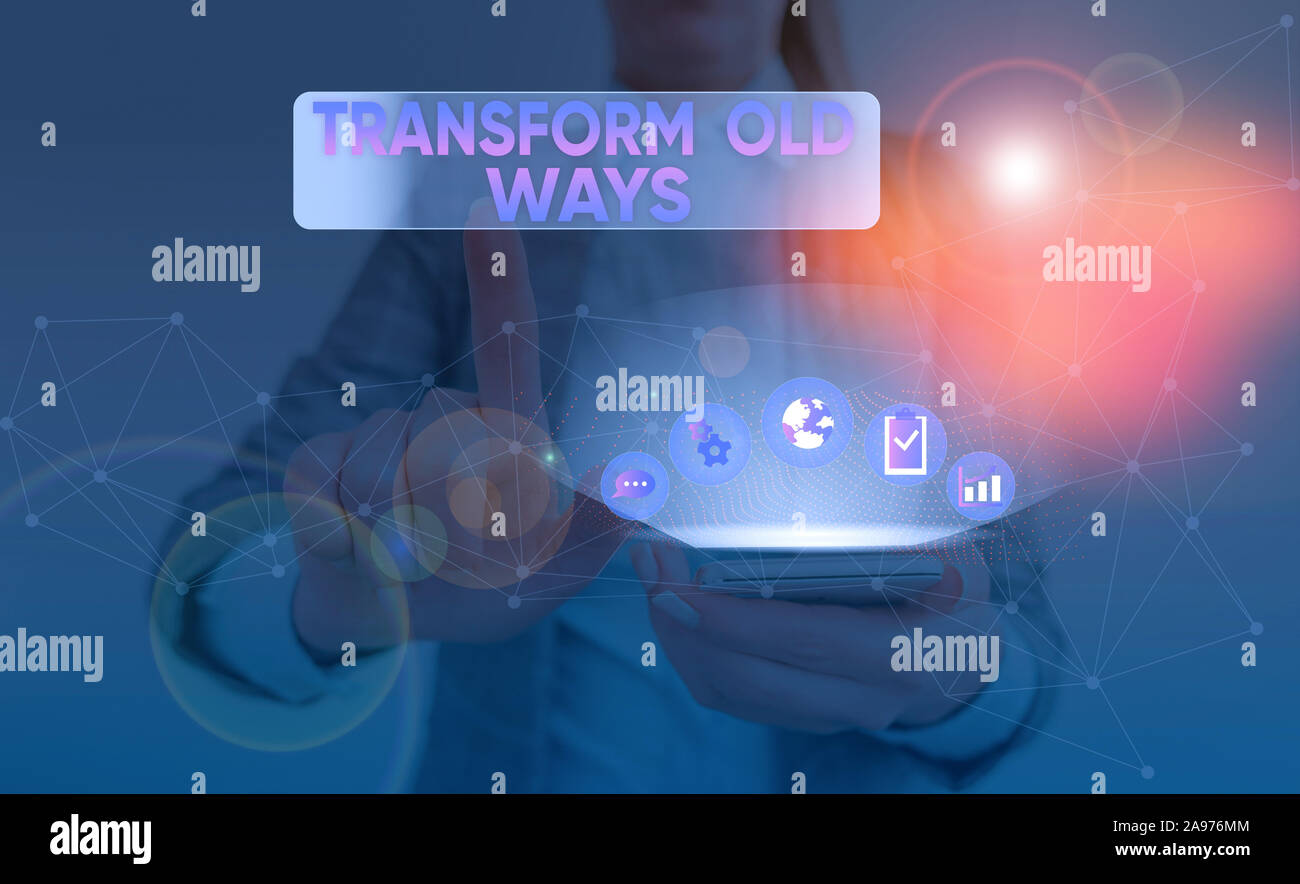 L'écriture de texte Word transformer les vieilles manières. Photo d'affaires mettant en valeur le remplacer par de nouvelles méthodes alternatives nouvelle solution Banque D'Images