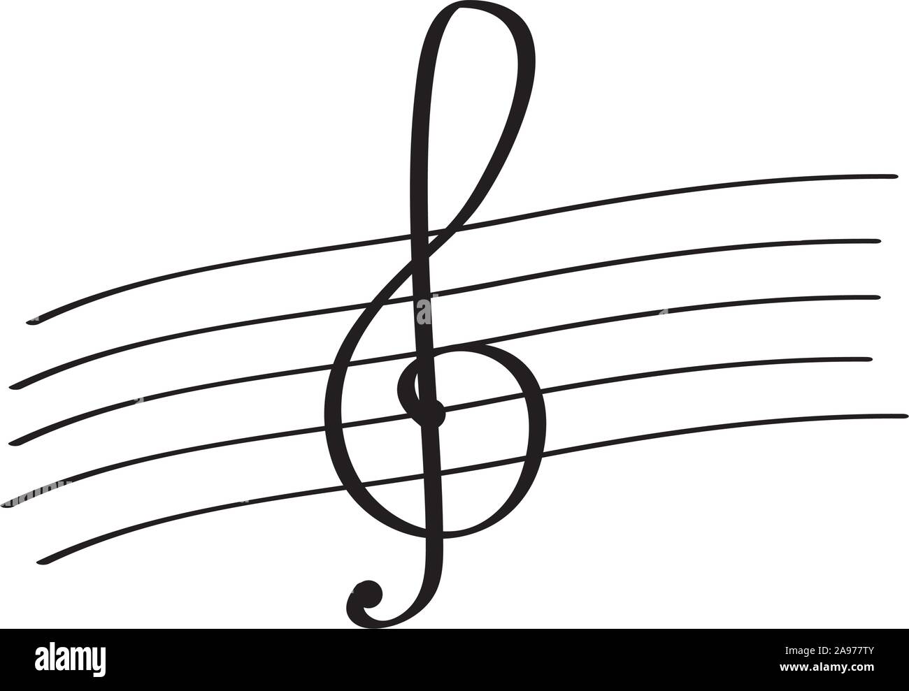 Pentagramme musical isolé avec une clé de sol- Vector illustration