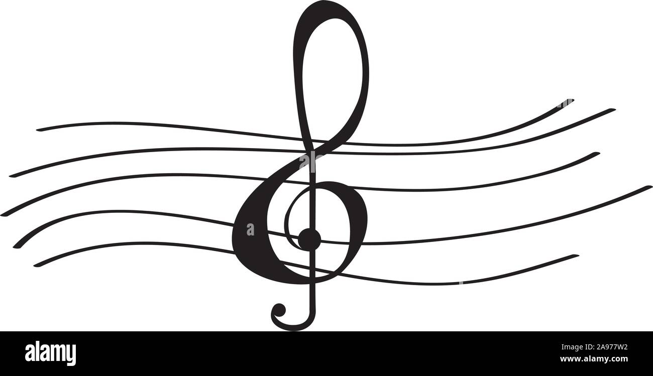 Pentagramme musical isolé avec une clé de sol- Vector illustration