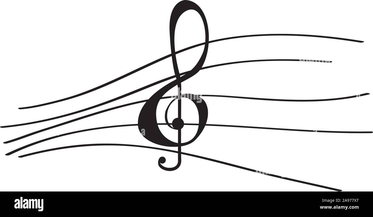 Pentagramme musical isolé avec une clé de sol- Vector illustration