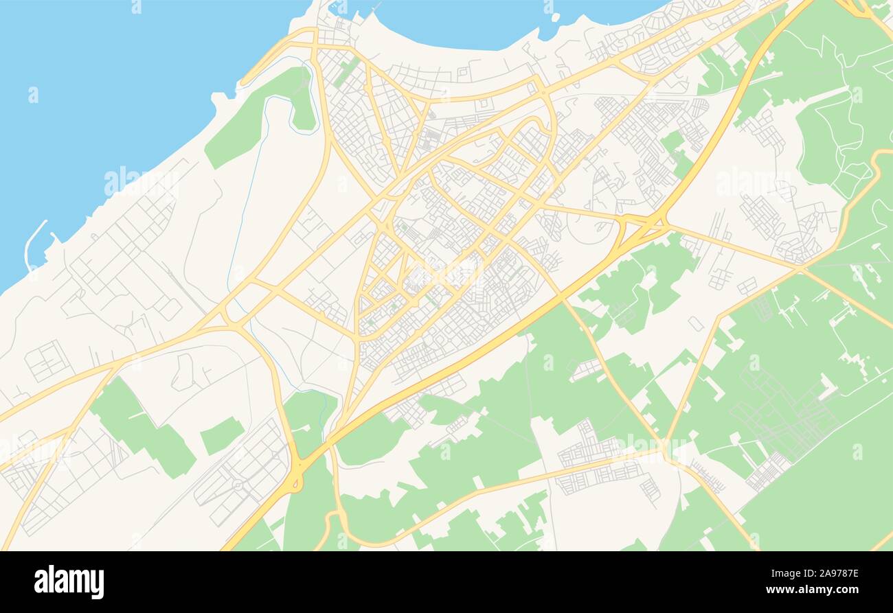 Version imprimable Plan de Mohammedia, Maroc. Modèle de carte pour un usage en entreprise. Illustration de Vecteur