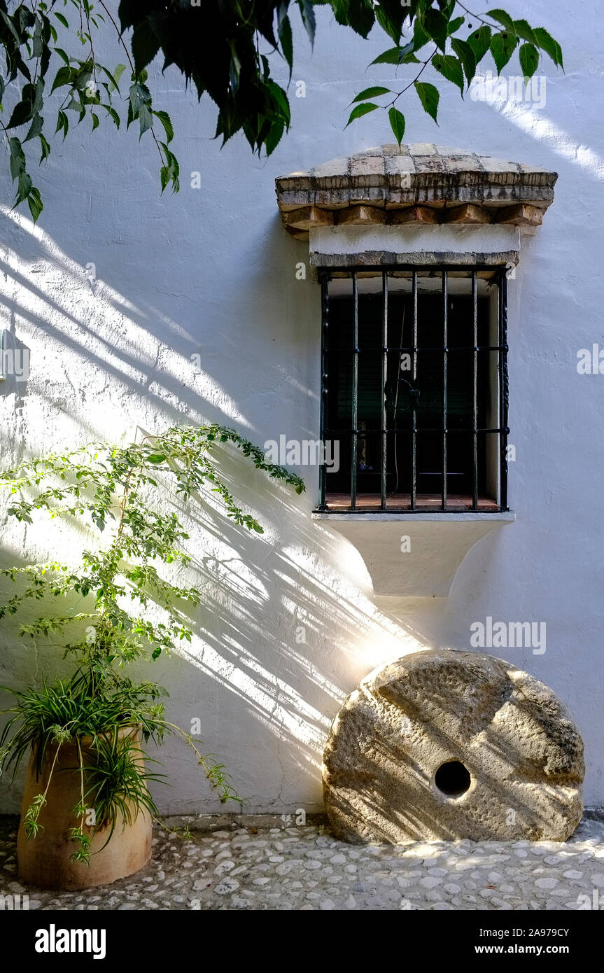 Détail dans la cour de la cathédrale Santa Maria de la Asuncion, Carmona, Andalousie, Espagne Banque D'Images