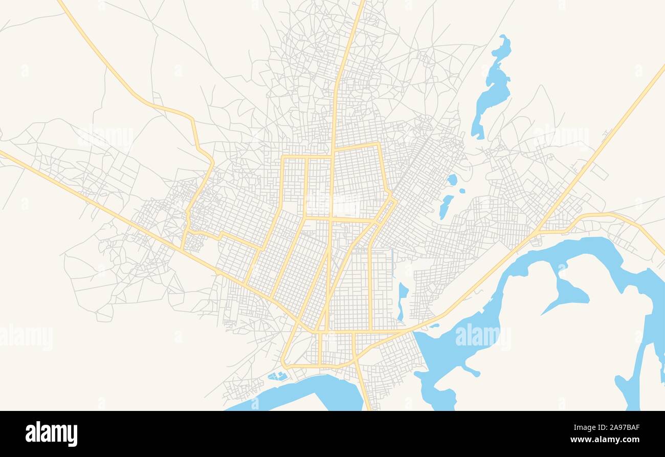 Version imprimable Plan de Kaolack, Sénégal. Modèle de carte pour un usage en entreprise. Illustration de Vecteur