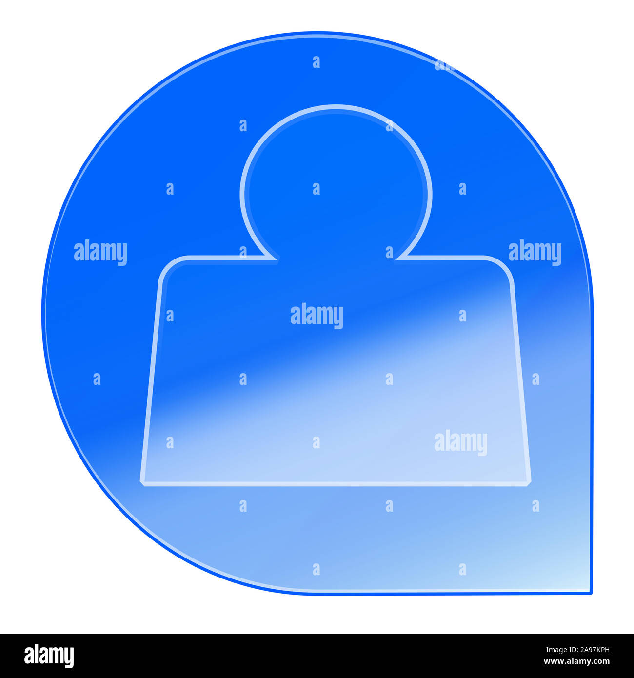 Ballon label bleu sur fond blanc Banque D'Images