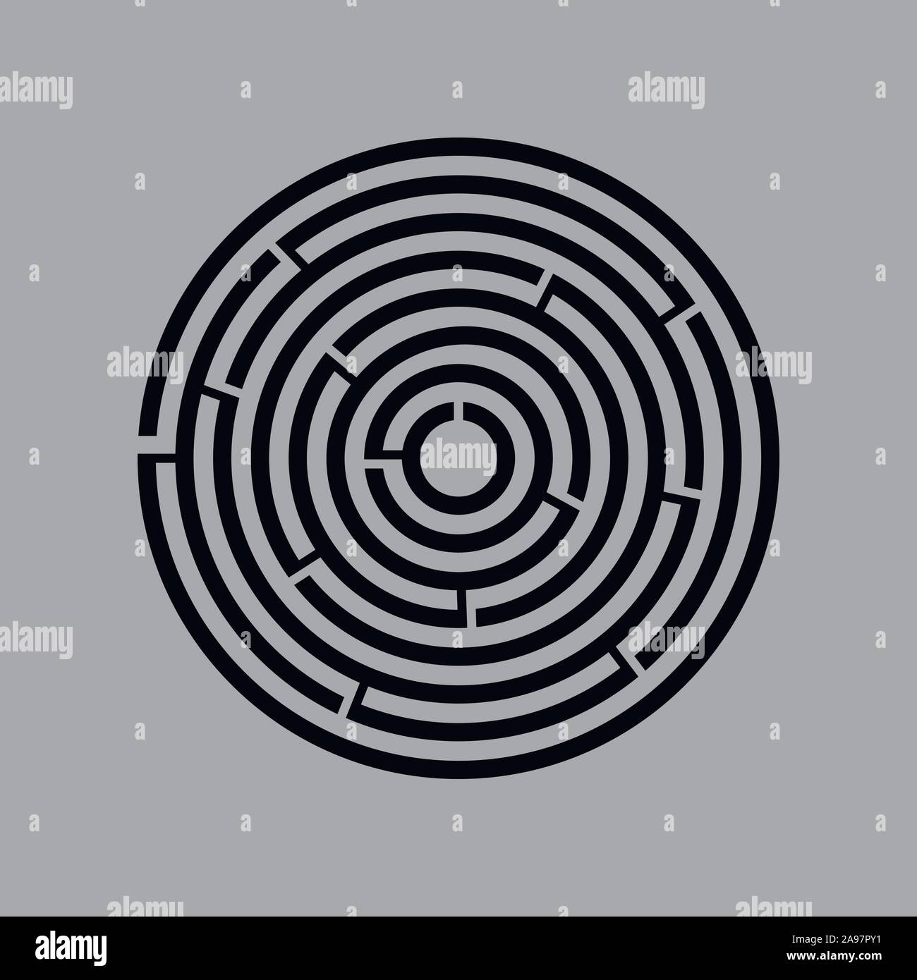 Labyrinthe Labyrinthe vecteur cercle jeu. Puzzle labyrinthe circulaire ronde avec la solution. Labyrunth complexes avec des plate, bon pour le fond, jeu, connectez-vous Illustration de Vecteur
