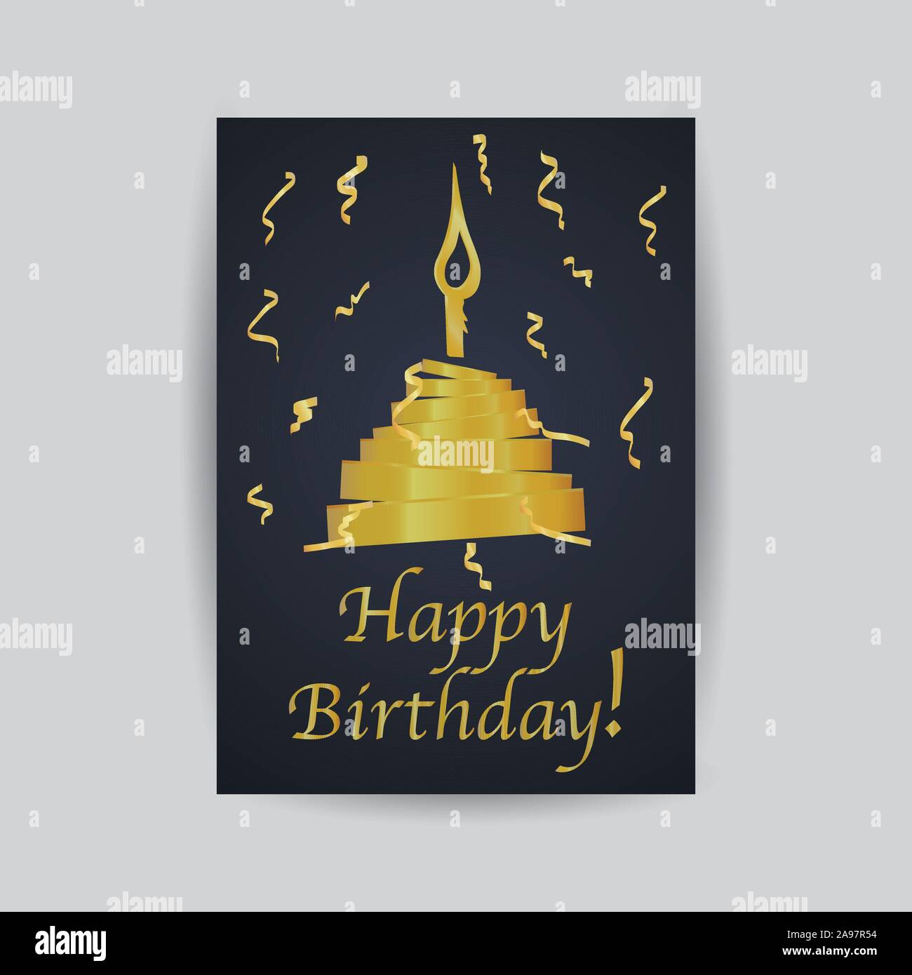 Joyeux anniversaire célébration et de carte de vœux, avec gâteau et confettis, le minimalisme creative design unique.hand drawn vector illustration d'art de la ligne. Isola Illustration de Vecteur