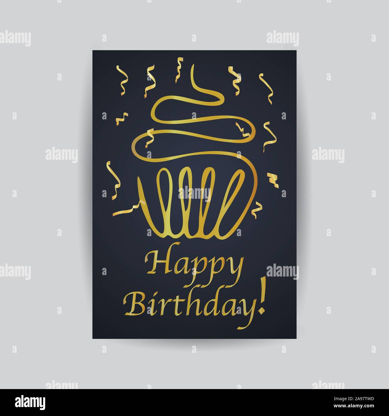 Joyeux anniversaire célébration et de carte de vœux, avec gâteau et confettis, le minimalisme creative design unique.hand drawn vector illustration d'art de la ligne. Isola Illustration de Vecteur