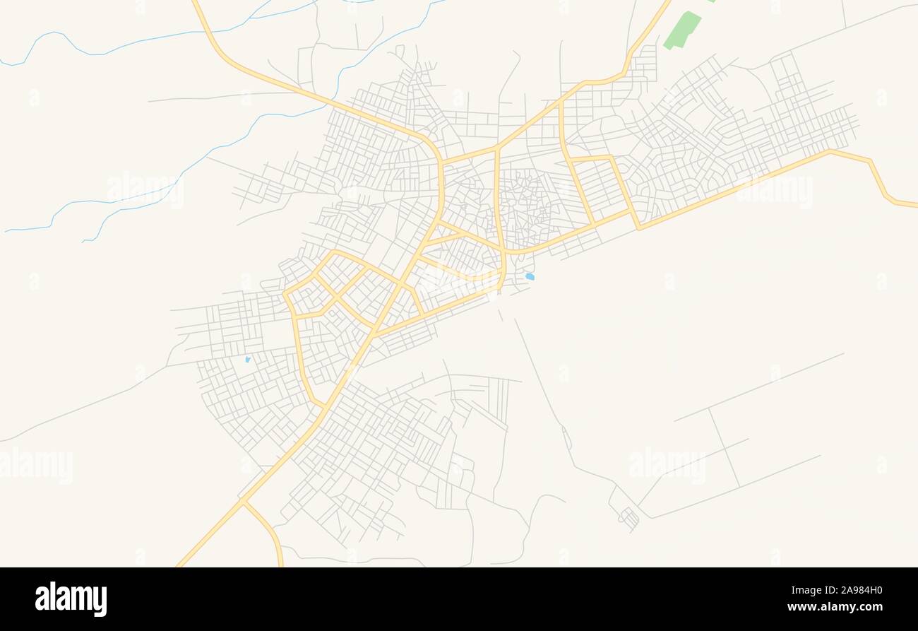 Version imprimable La carte des rues d'Agadez, au Niger. Modèle de carte pour un usage en entreprise. Illustration de Vecteur