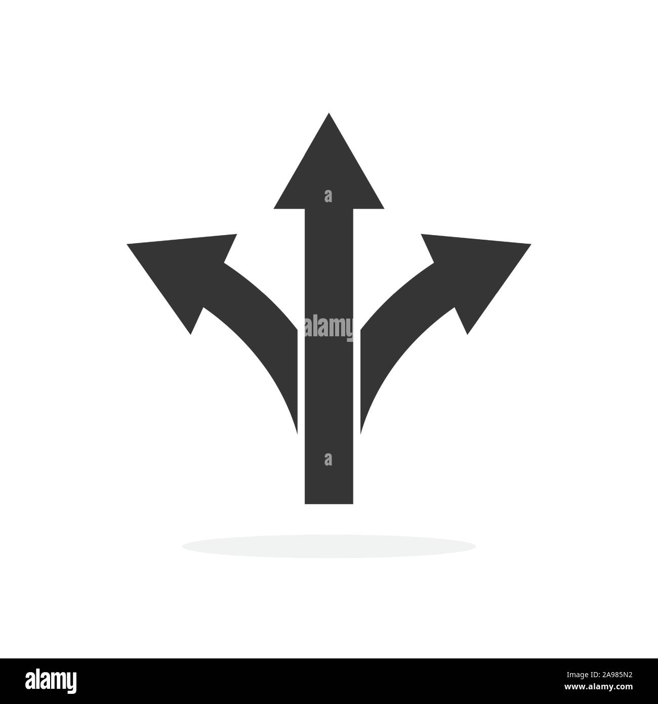 Flèche de direction à trois voies - vecteur. Icône de direction route isolée. Flèche vecteur noir Illustration de Vecteur