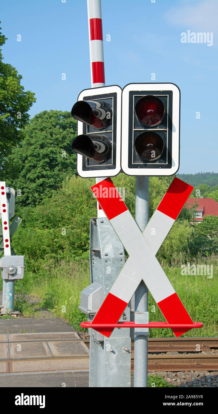 Railroad crossing avec Andreas cross Banque D'Images