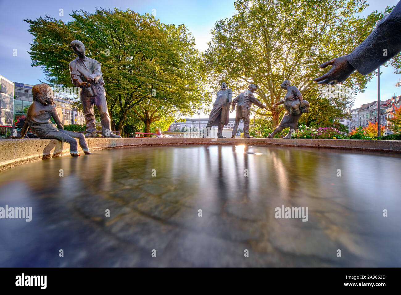 "Kreislauf des Geldes' Circulation de l'argent fontaine dans Aix-la-Chapelle, Allemagne Banque D'Images