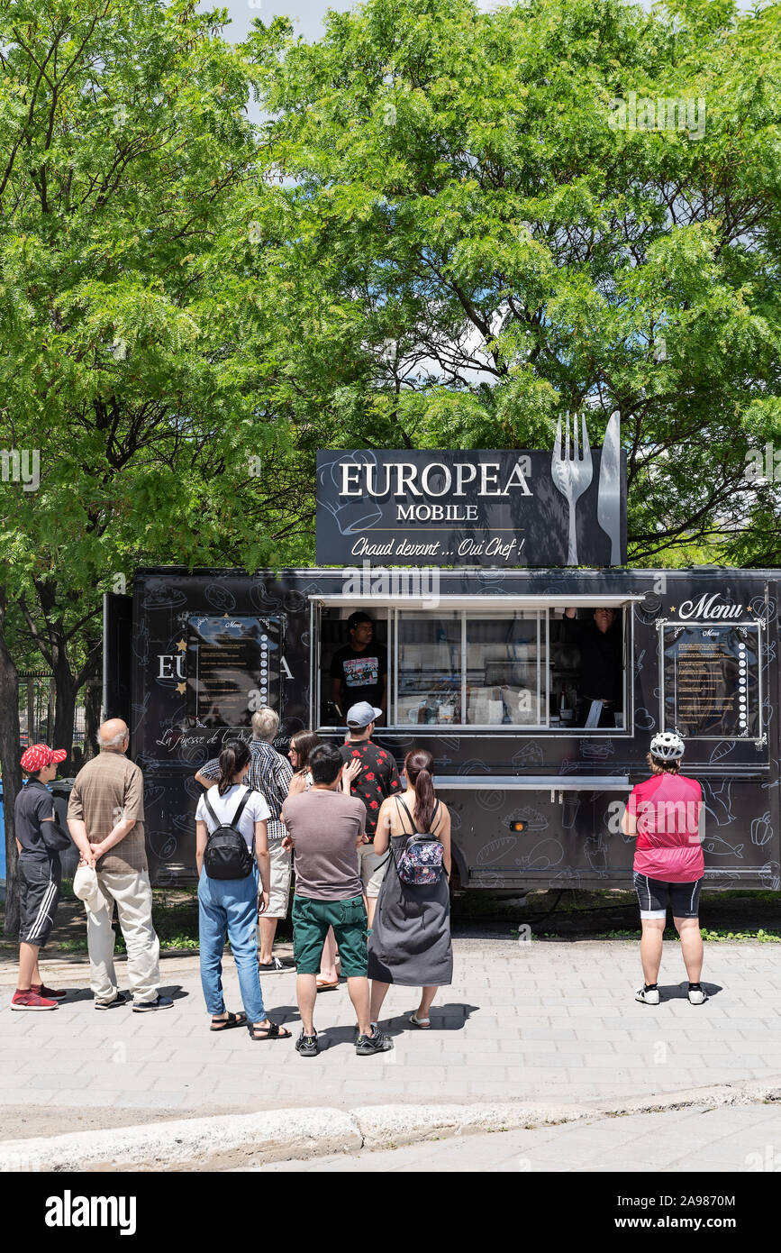 Les camions de nourriture, Vieux Port, le Vieux Montréal, Québec, Canada Banque D'Images